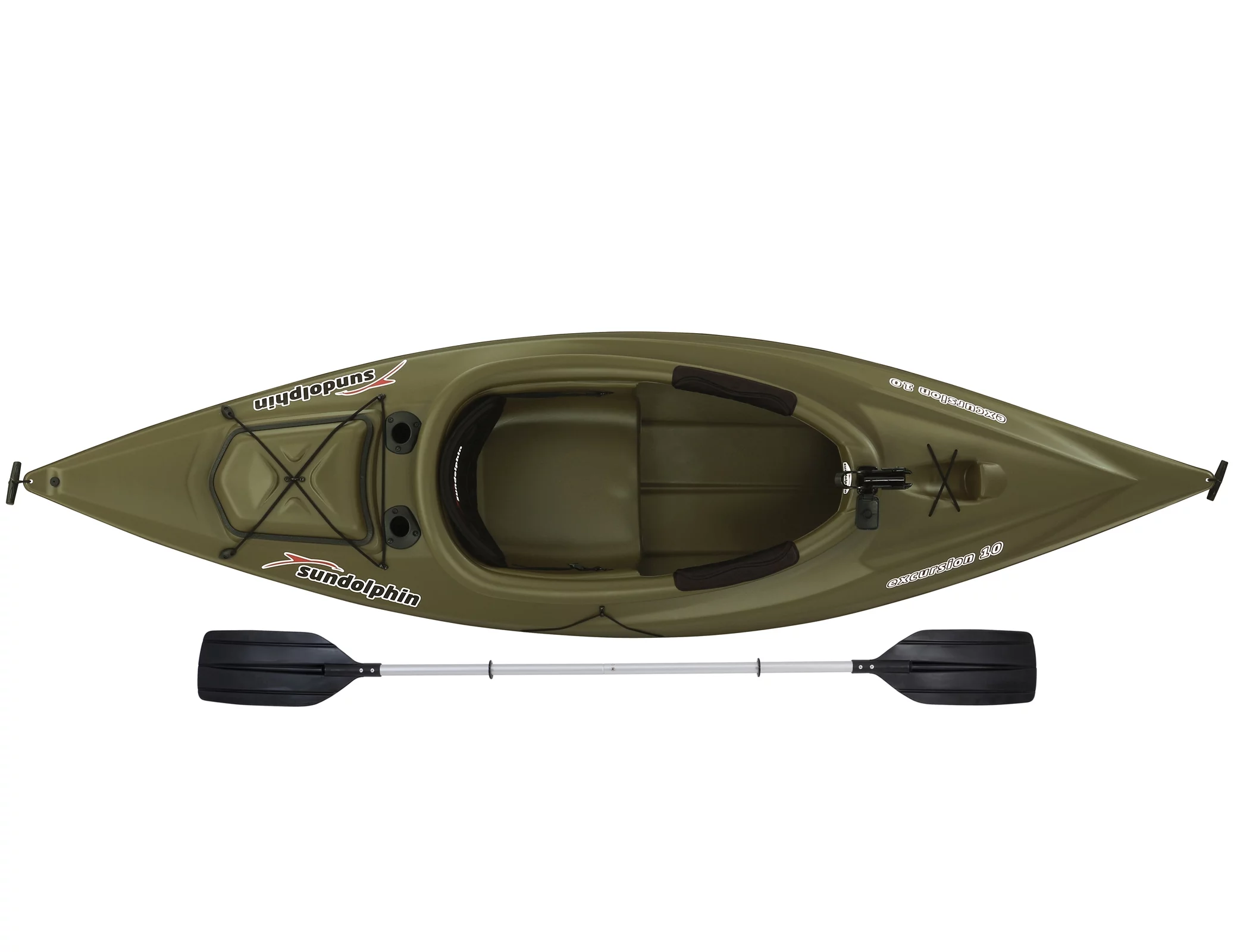 Sun Dolphin Excursion 10 Ft. Sit-in Fishing Kayak Olive, Paddle Included