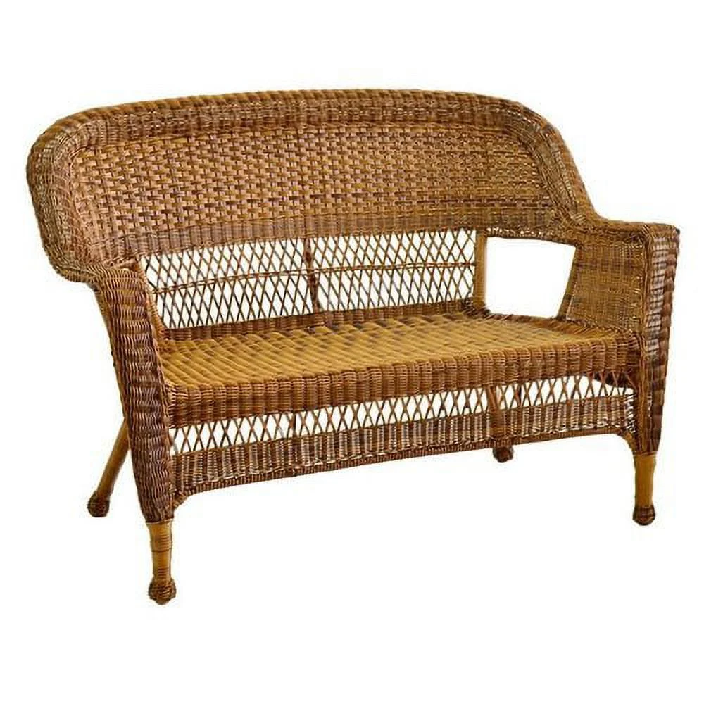 Jeco W00202-LE Espresso Wicker Patio Love Seat