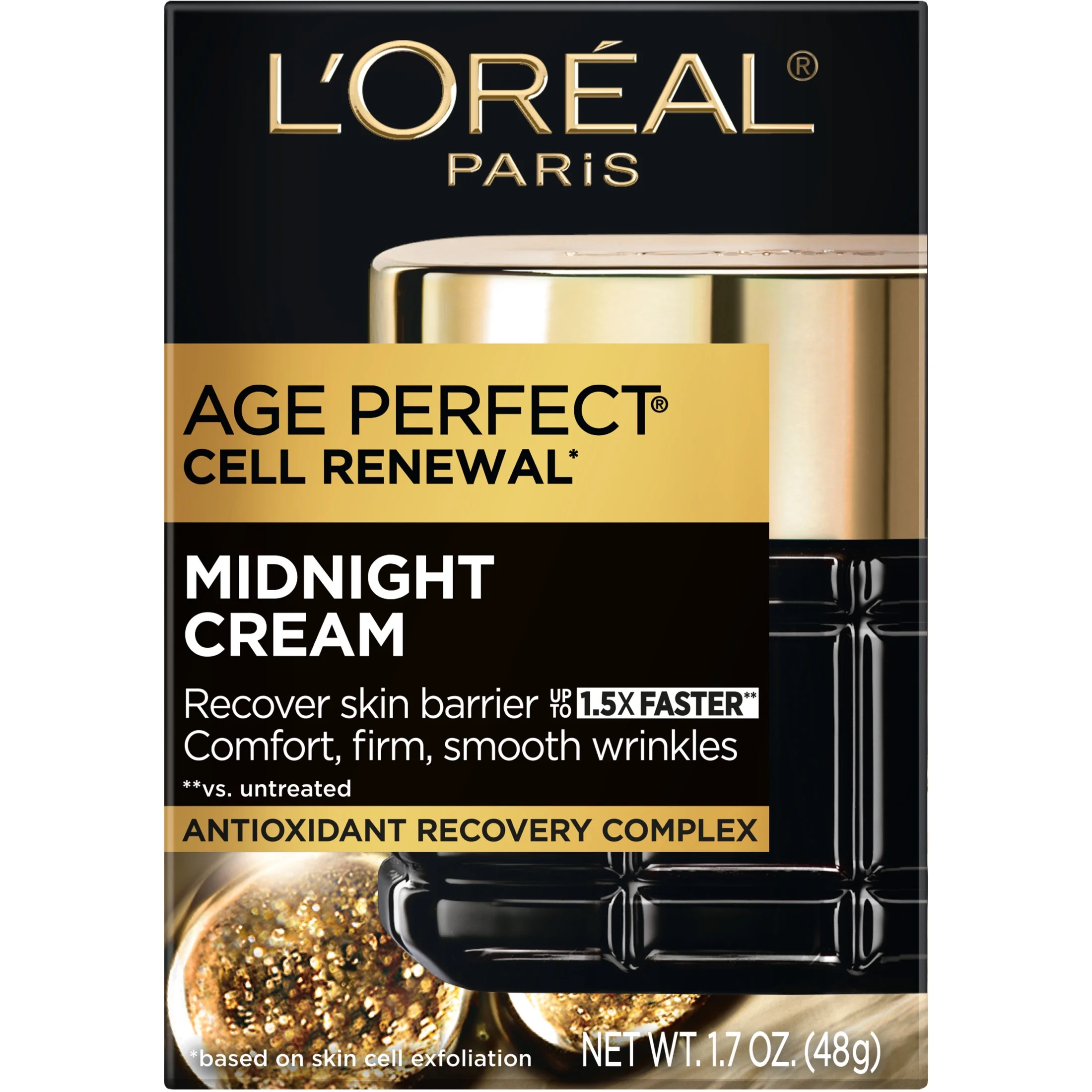 L'Oreal Paris Age Perfect Caring Cell Renewal Midnight Cream, Antioxidants, 1.7 oz