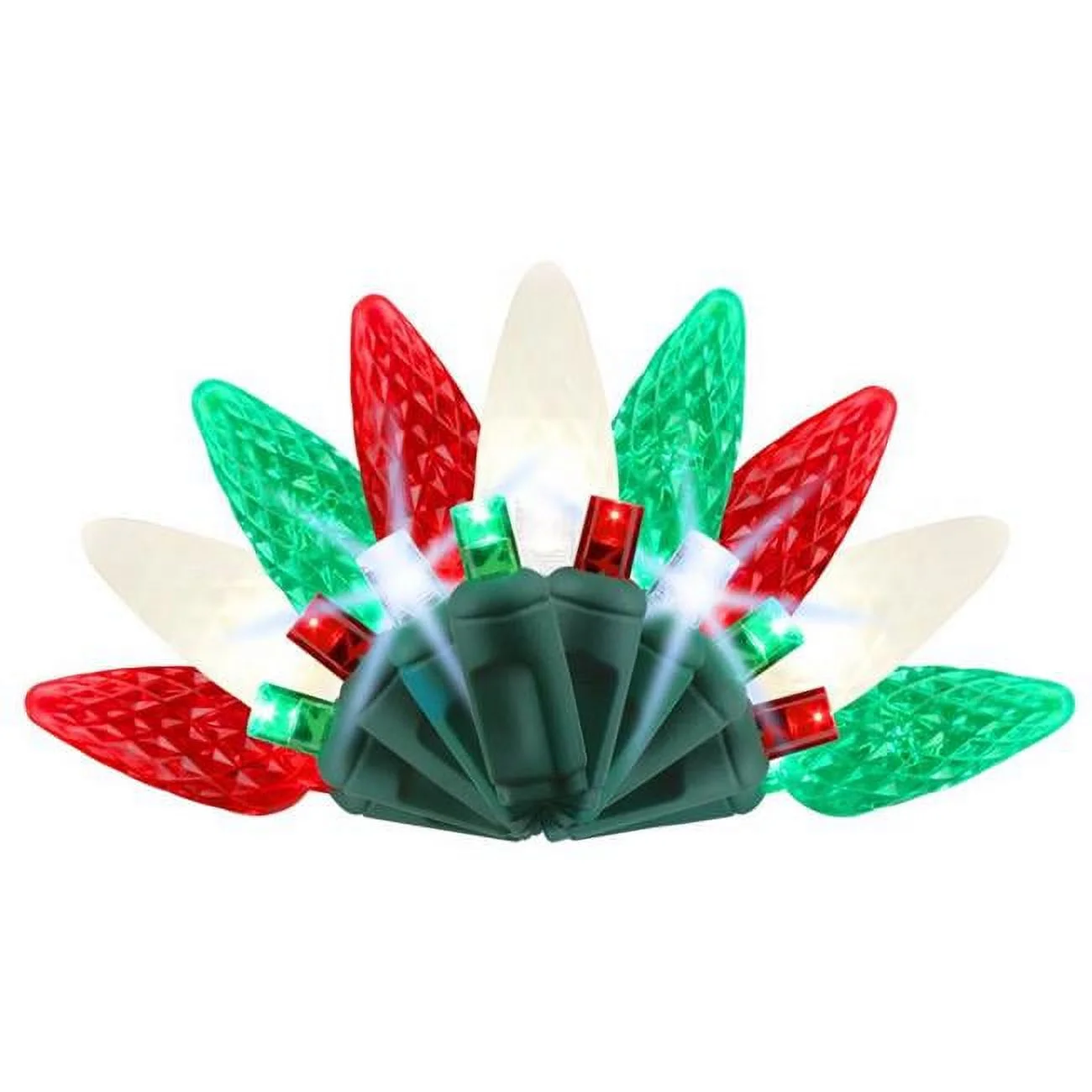 25 ft. Platinum LED C6 String Christmas Lights, Red, Green & Pure White - 50 Count