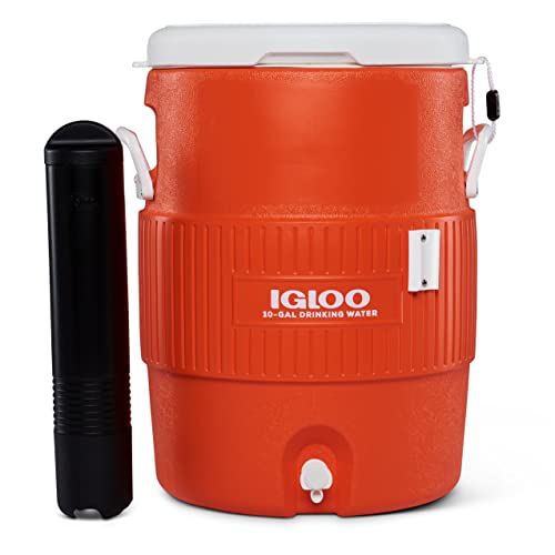 Igloo Portable Sports Cooler Water Beverage Dispenser with Flat Seat Lid