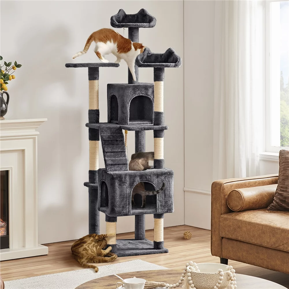 Yaheetech 72'' Height Multi Level Cat Tree with Condos & Scratching Post, Dark Gray