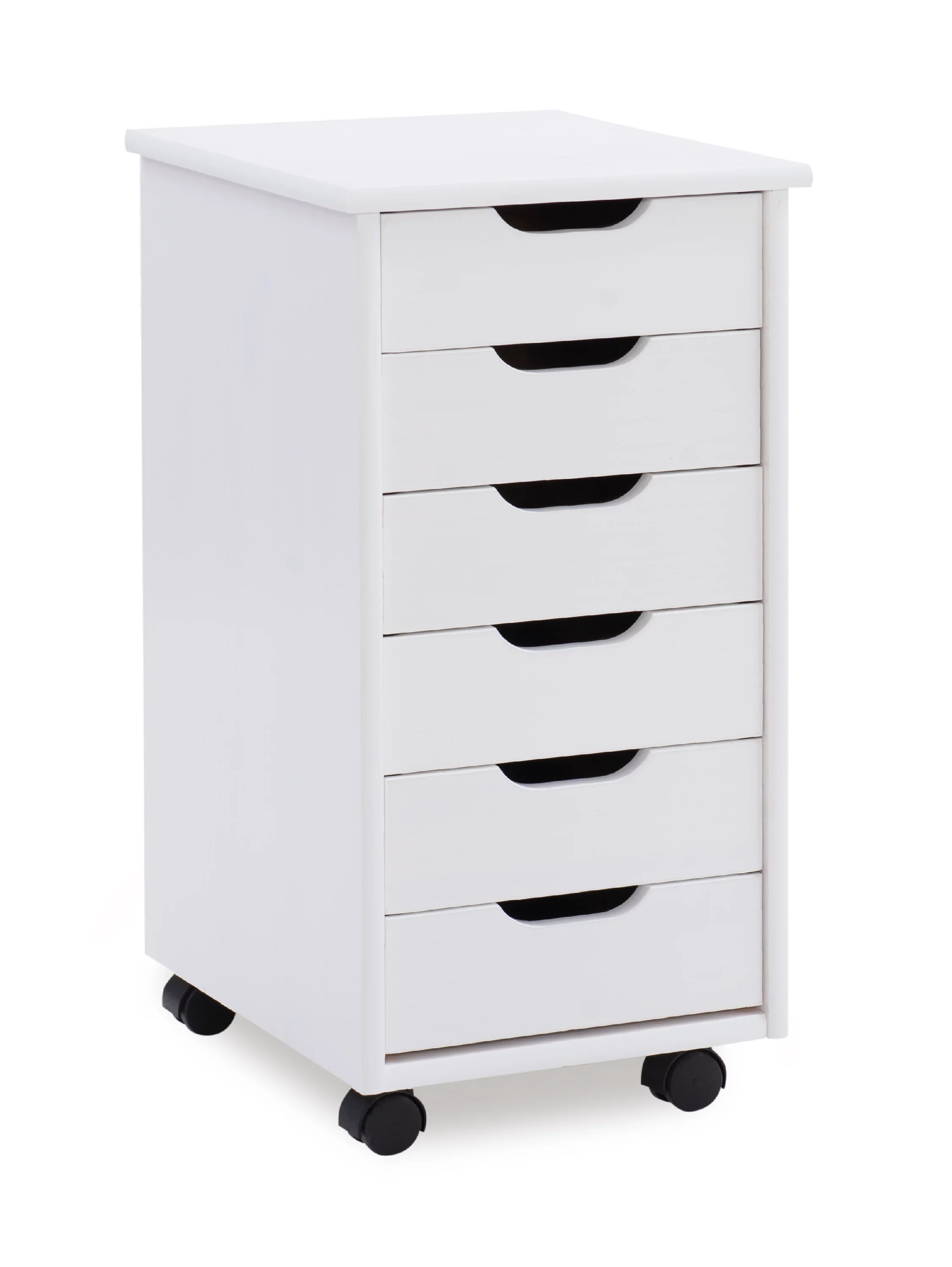 Linon Ansley 6-Drawer Rolling Storage Cart, Whitewash
