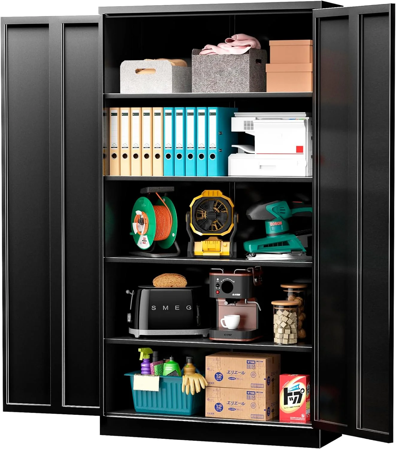 Metal Garage Storage Cabinet with Lock, 72