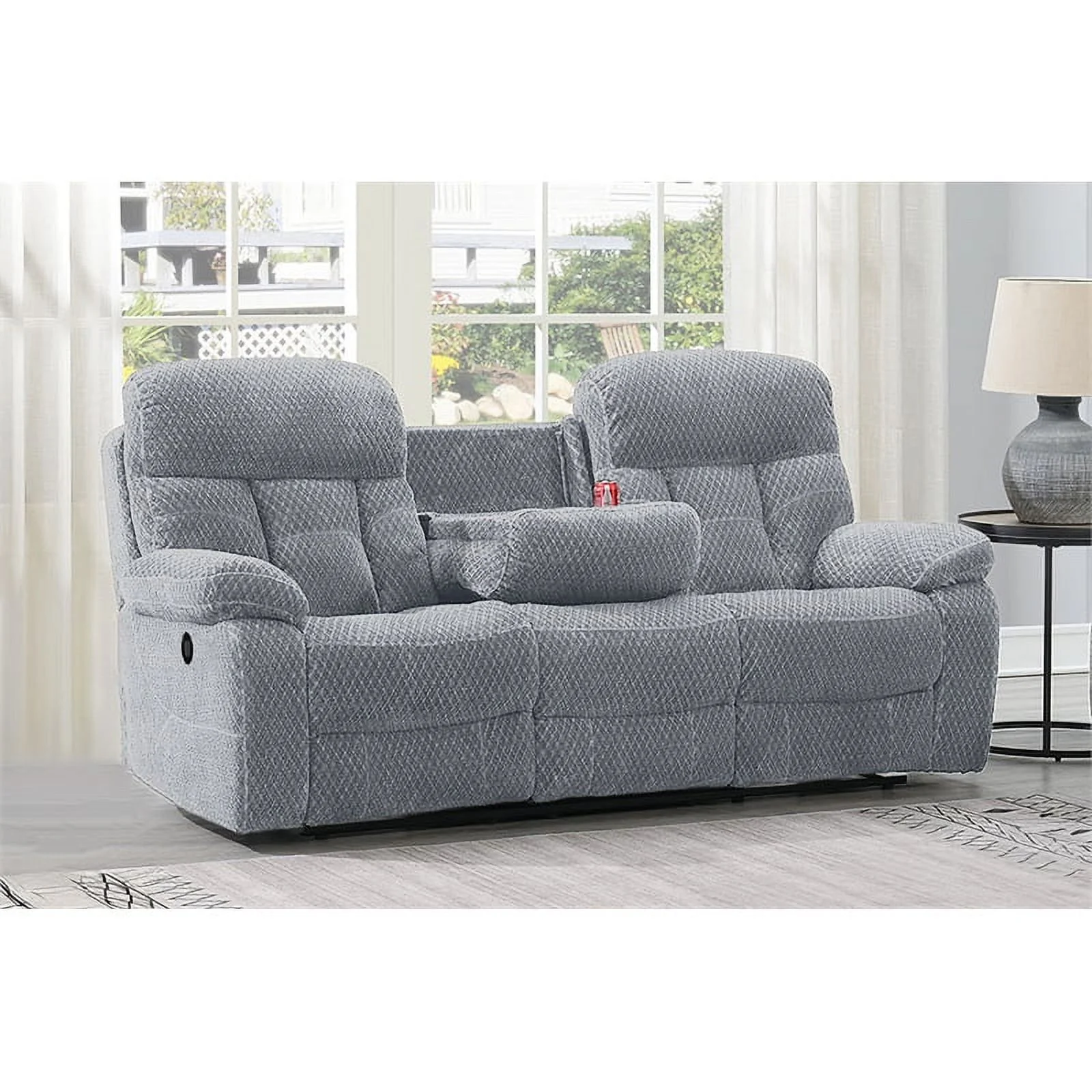 New Classic Furniture Bravo Polyester Fabric Power Sofa in Stone