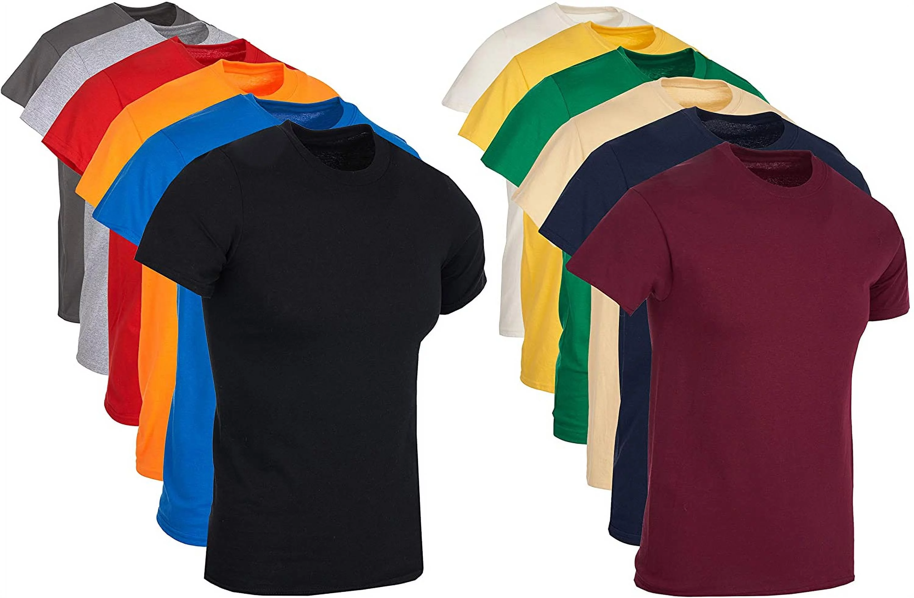 BILLIONHATS 12 Pack Plus Size Men Cotton T-Shirt Bulk Big Tall Short Sleeve Lightweight Tees (12 Pack Assorted A, Medium)