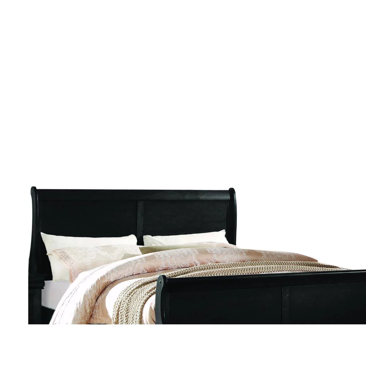 Wooden Twin Size Bed with Panel Design Sleigh Headboard and Footboard,Brown- Saltoro Sherpi