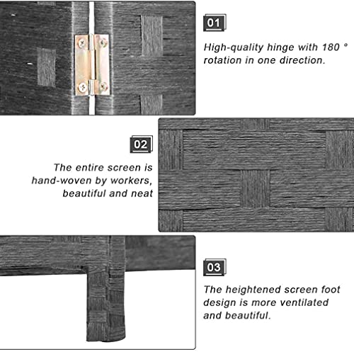 Room Dividers Wall Privacy Screen Partitions 4 Panel 6 Feet Foldable Screen Portable Wood Mesh Woven Design Room Separator Screen for Home Office,Brown