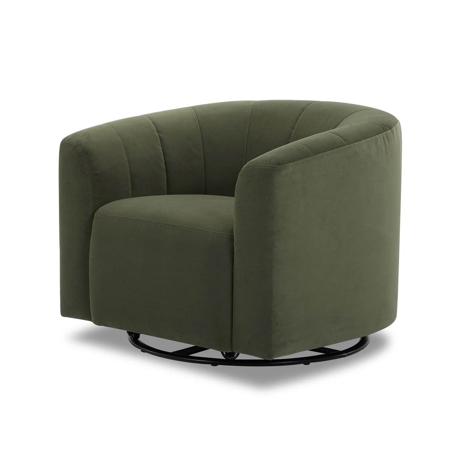 Cole & Rye Curved Swivel Chair, Olive
