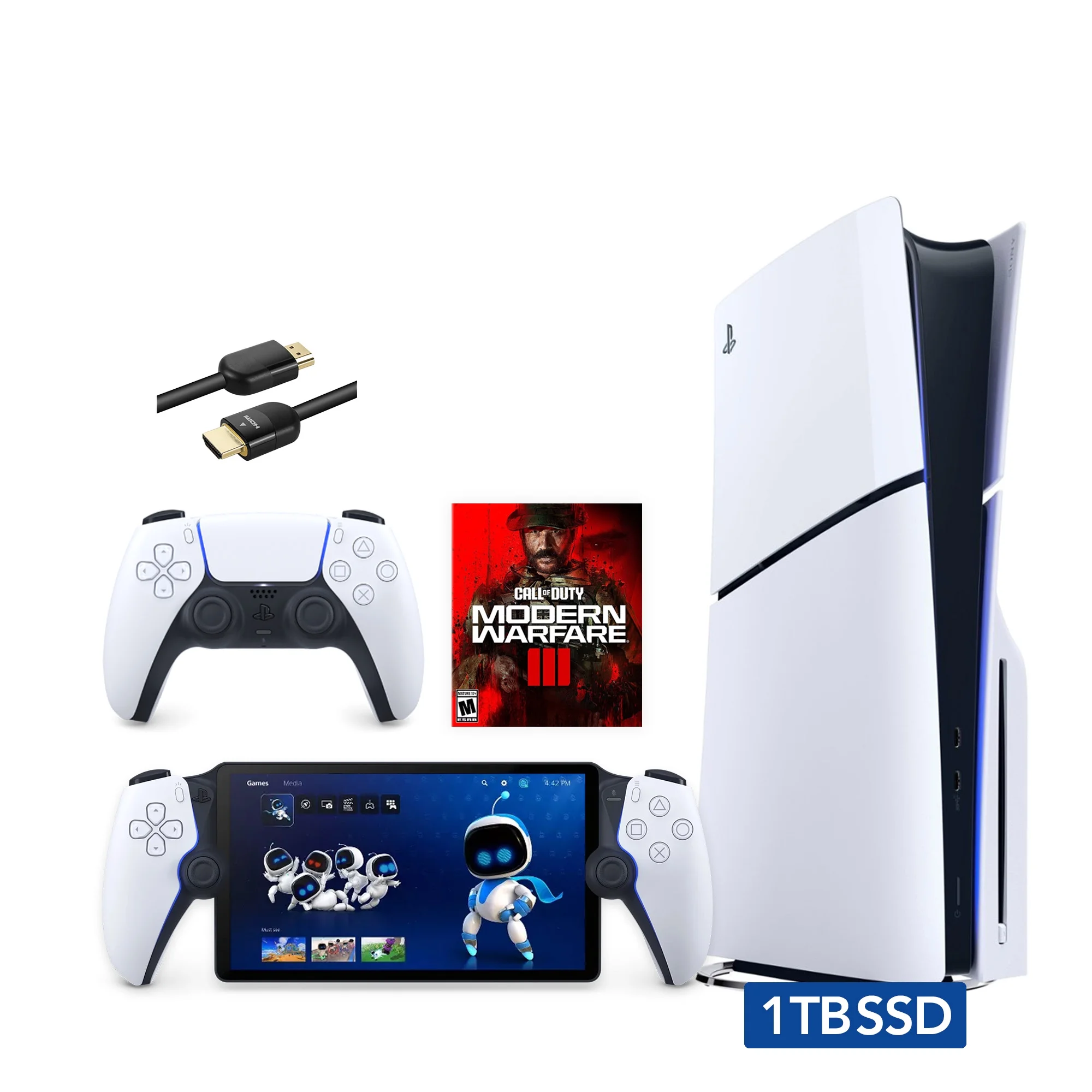 2023 New PlayStation 5 Slim Disc Edition Call of Duty Modern Warfare III Bundle with Portal Remote Player and Mytrix 8K HDMI Ultra High Speed Cable - PS5 1TB PCIe SSD Gaming Console