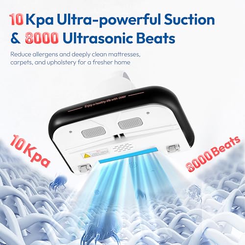 CANDY™ Mattress Vacuum Cleaner UV Sanitizing with HEPA Filter,350W Anti-Allergen for Bed,Carpet,Couch,Dust & Pet Hair, 0.4L Dust Cup with Washable Fliter, Auto UV Shutoff & Overheat Protection