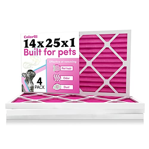 20x20x1 Air Filter by Colorfil | Color Changing Filters Designed for Cat and Dog Odor MERV 8 FIlter Conditioner HVAC Pet Hair 20x20 2 pack