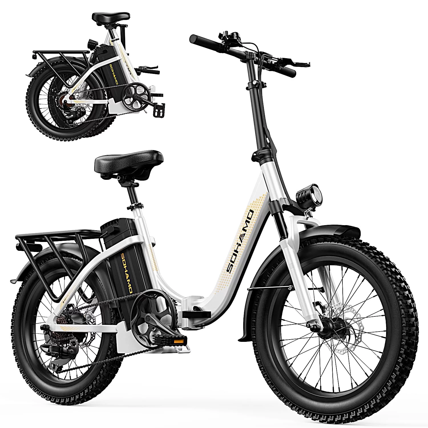 SOHAMO S3 48V 15AH Electric Bike for Adults 750W Folding E-Bike, 20