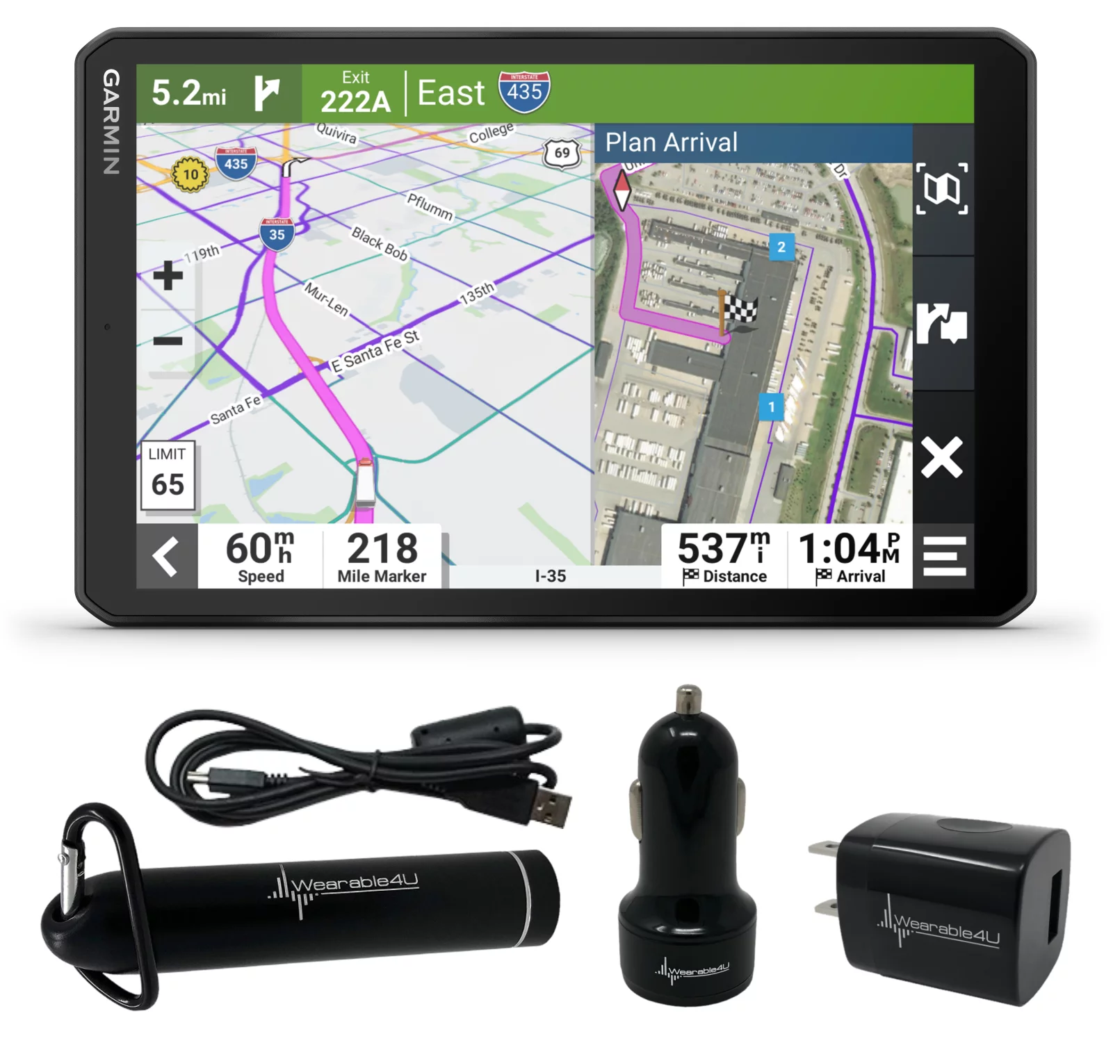 Garmin Dezl OTR810 8” GPS Truck Navigator with Wearable4U Power Pack Bundle