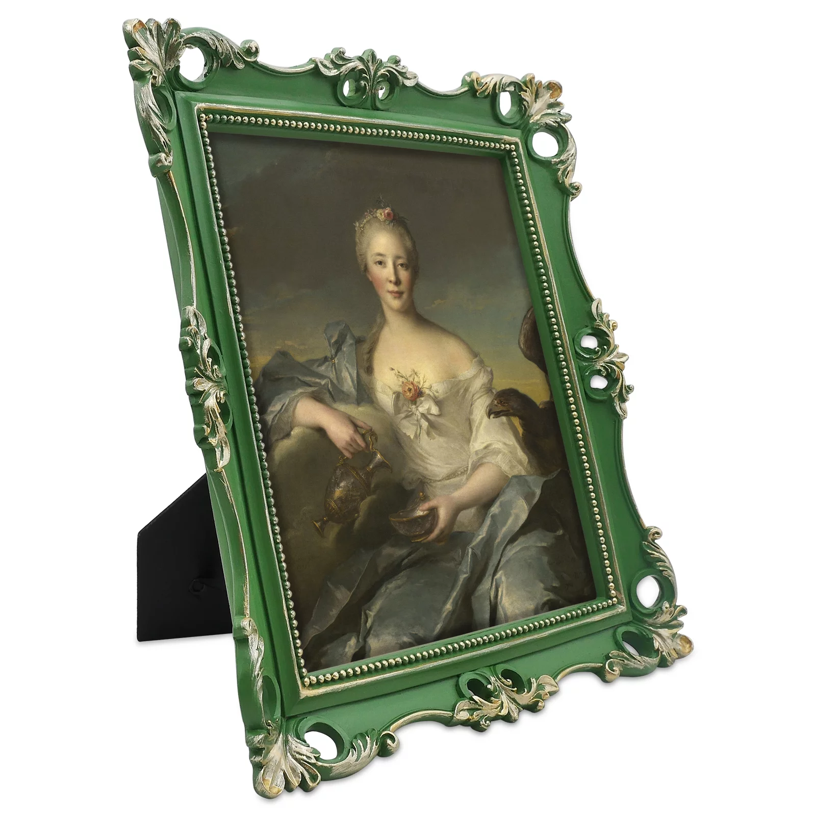 8x10 Picture Frames Vintage Photo Frames 8 x 10 in Moss Green with Gold Trim, Wall and Tabletop Picture Frames