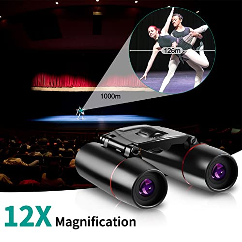 POLDR 12X25 Small Pocket Binoculars Compact Adults,Mini Kids Binoculars Boys for Bird Watching,Concert Theater Opera