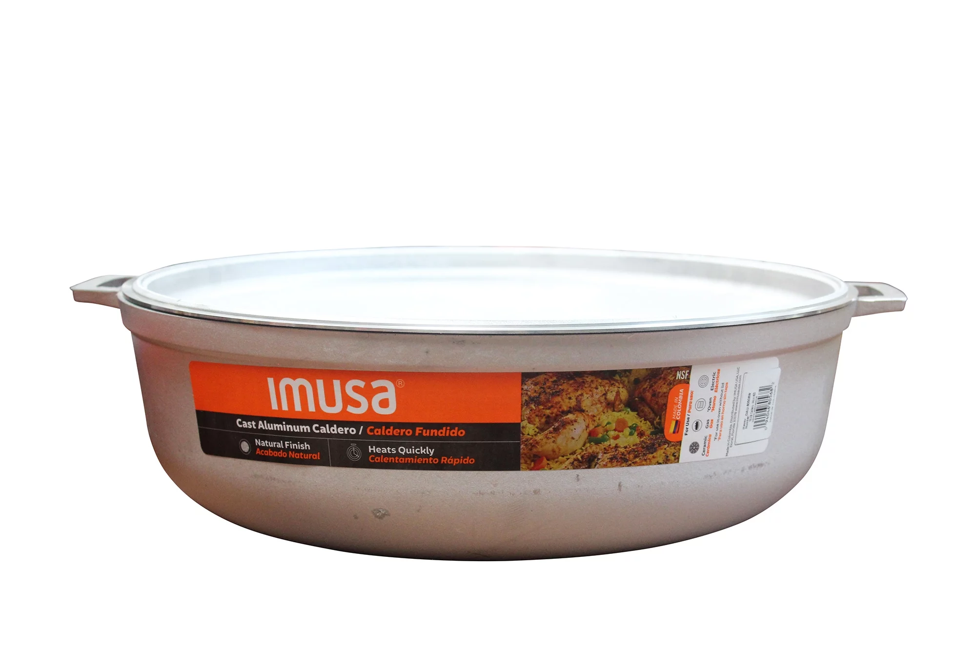 Imusa 11.6 Quart Cast Aluminum Traditional Colombian Caldero or Dutch Oven with Lid