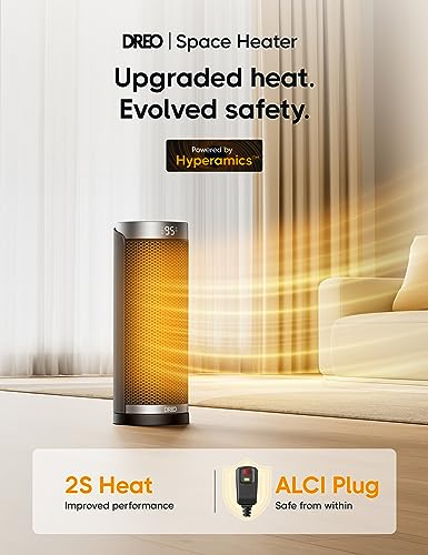 Dreo Space Heater, 1500W PTC Ceramic Heaters for Indoor Use with Remote, 70° Oscillation, 1-12H Timer, Electric Heaters with Thermostat, Fast and Safe Portable Heater for Office, Bedroom, Large Room