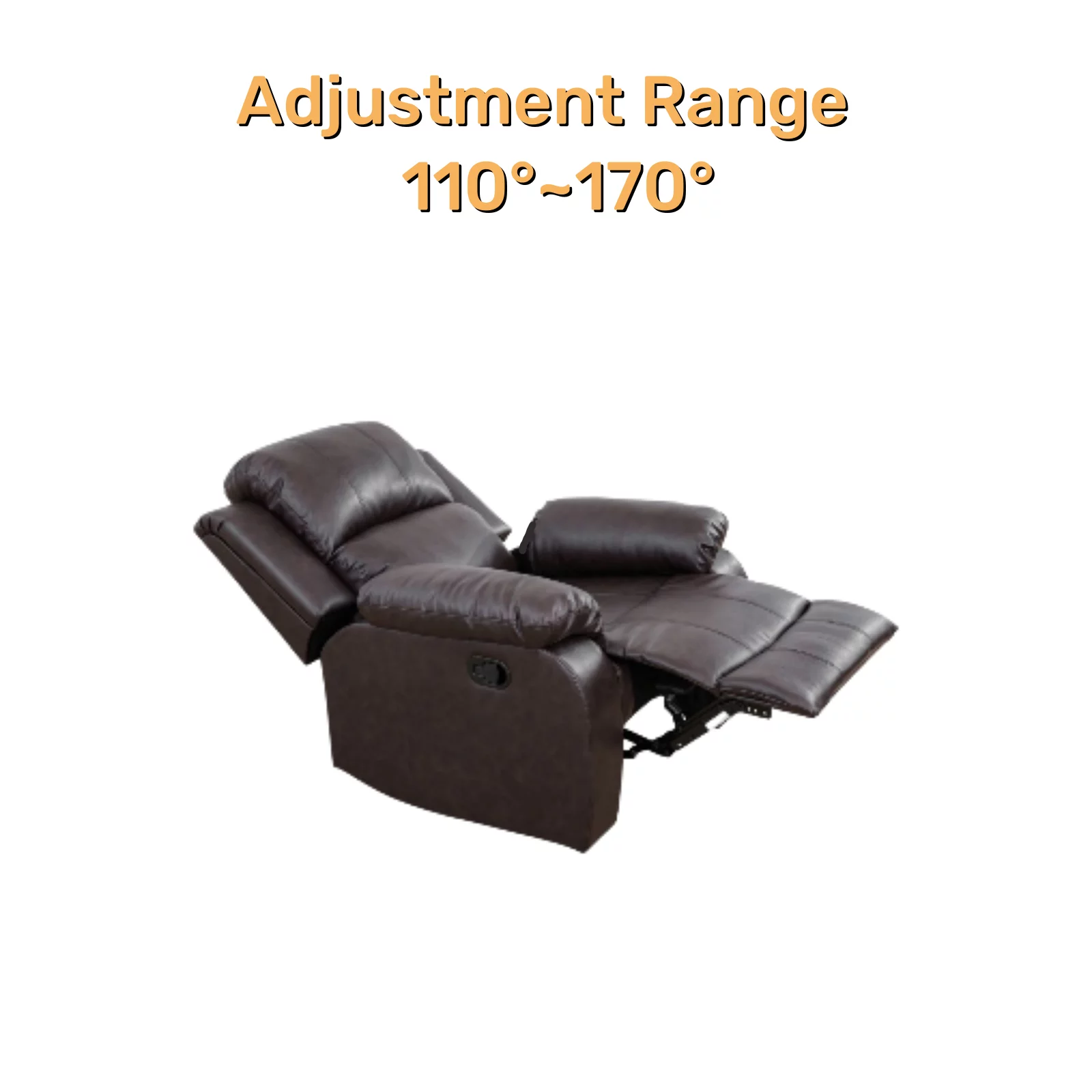 Caberryne Leather Recliner Chair with Adjustable Backrest for Small Space/Rv, Wall Hugger/Home Theater（Brown）