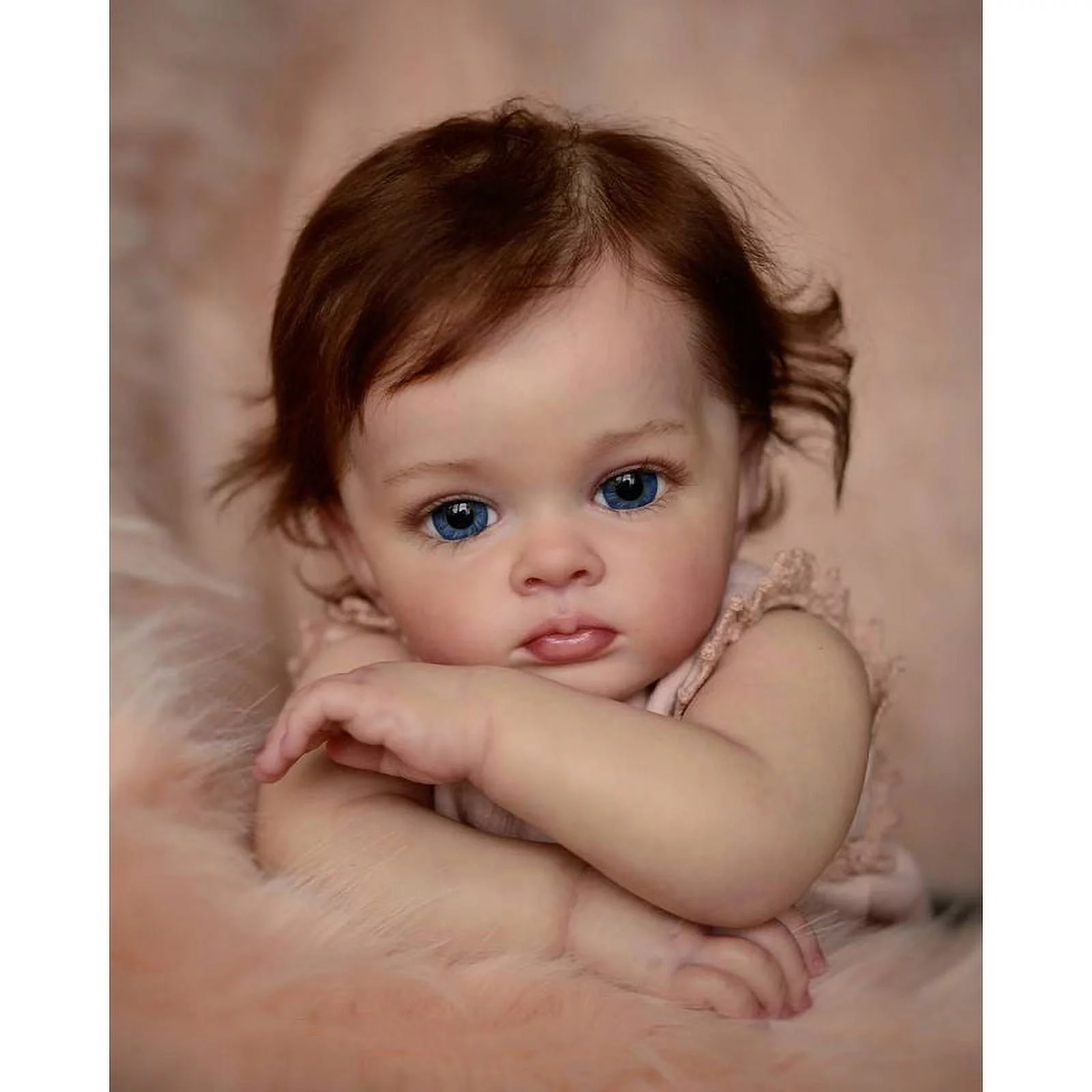 60cm Reborn Dolls 24inch Lovely Realistic Princess Girl Dolls Handmade Painted Dolls Hand Rooted Hair Cute Baby Dolls Best Gifts for Girls Blue/Brown Eyes