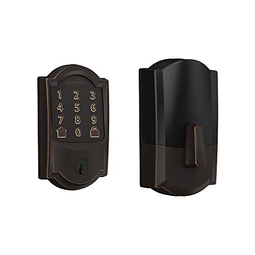 Schlage Encode Smart WiFi Deadbolt Lock for Front Door - Keyless Entry with App or Touchscreen - Works with Alexa, Hey Google, & Airbnb - Create Codes for Guests - Aged Bronze