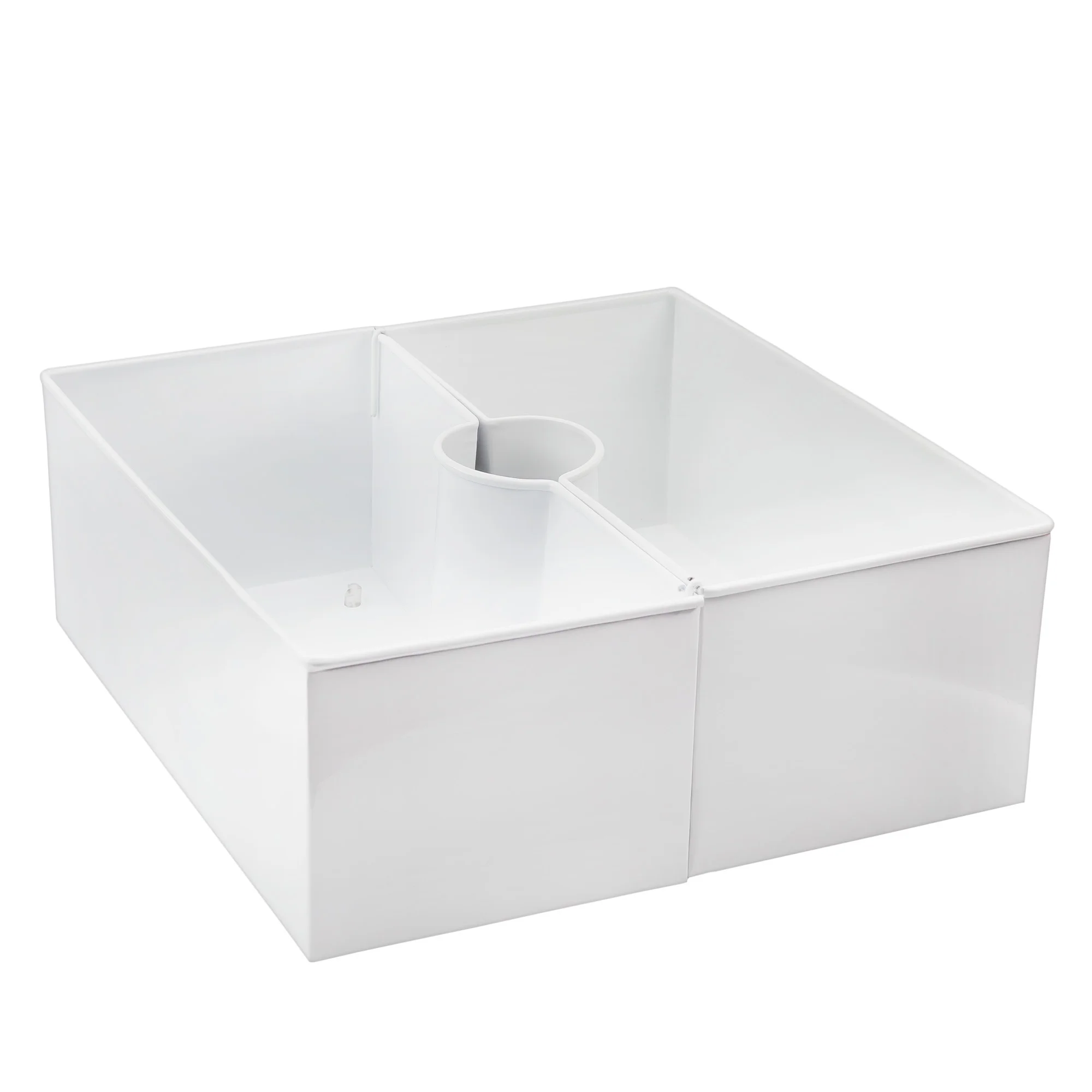 AuldHome Umbrella Planter for Patio Table (White Square), w/Umbrella Hole, Enamelware Rectangular Planter Pots