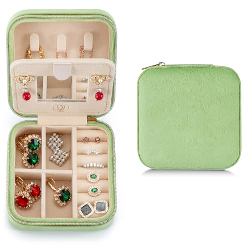 Travel Jewelry Case, Mini Portable Jewelry Travel Boxes, Small Jewelry Organizer for Rings, Earrings, Pendants, Watches, Necklaces, Lipsticks Organizer Storage Holder Case (Pink)