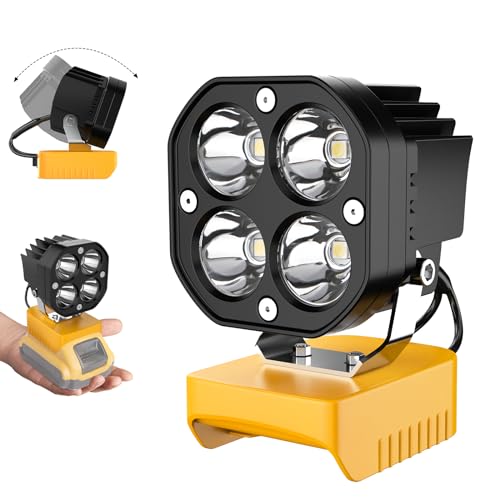 LED Work Light for Milwaukee M18 18V Battery, 40W 6000LM Flashlight, 18V Battery Cordless Work Light 120°Adjustable with Low Voltage Protection for Outdoors and Job Site Lighting