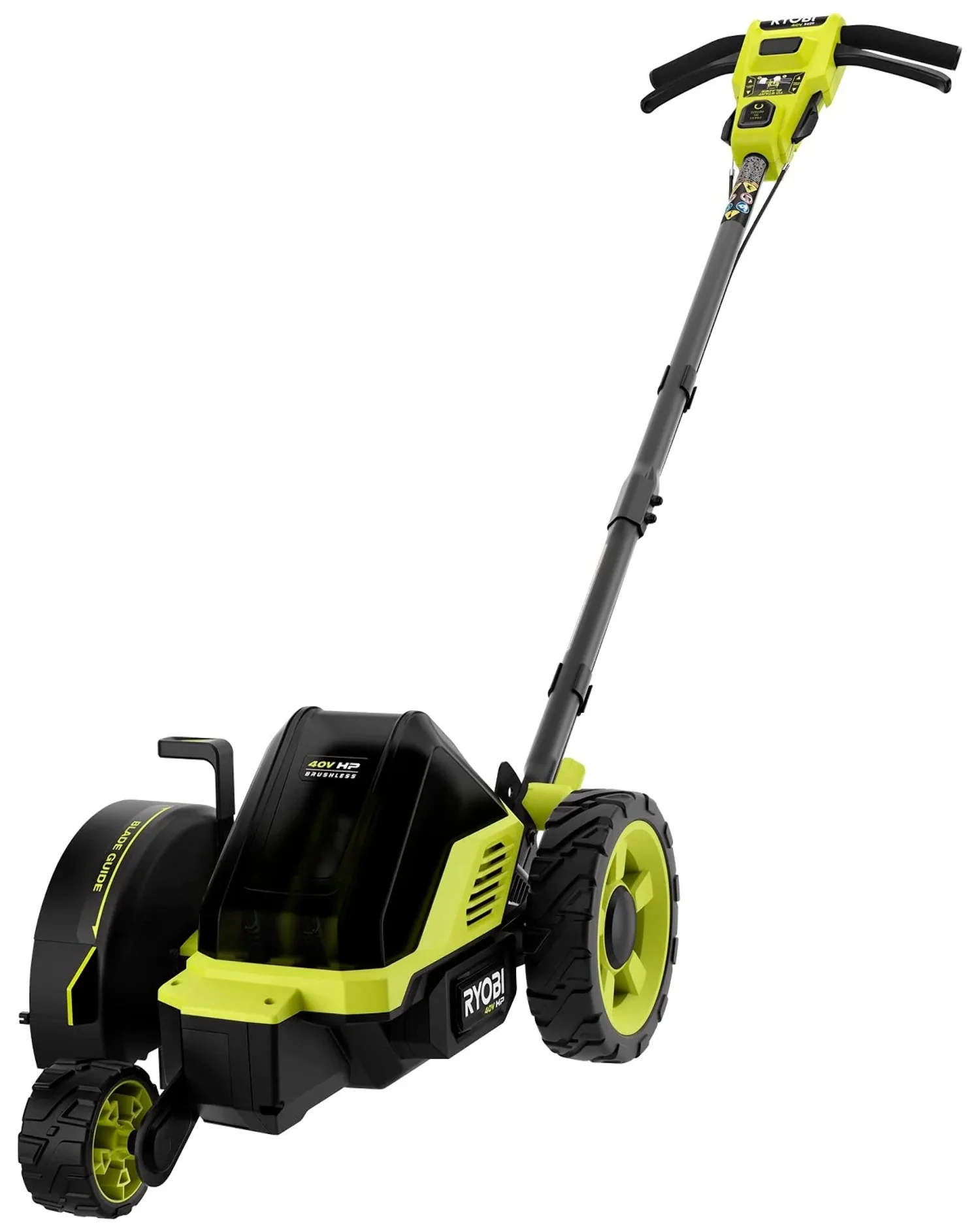 RYOBI 40V HP Brushless 9 in. Cordless Edger with 4.0 Ah Battery and Charger RY40760, GREEN