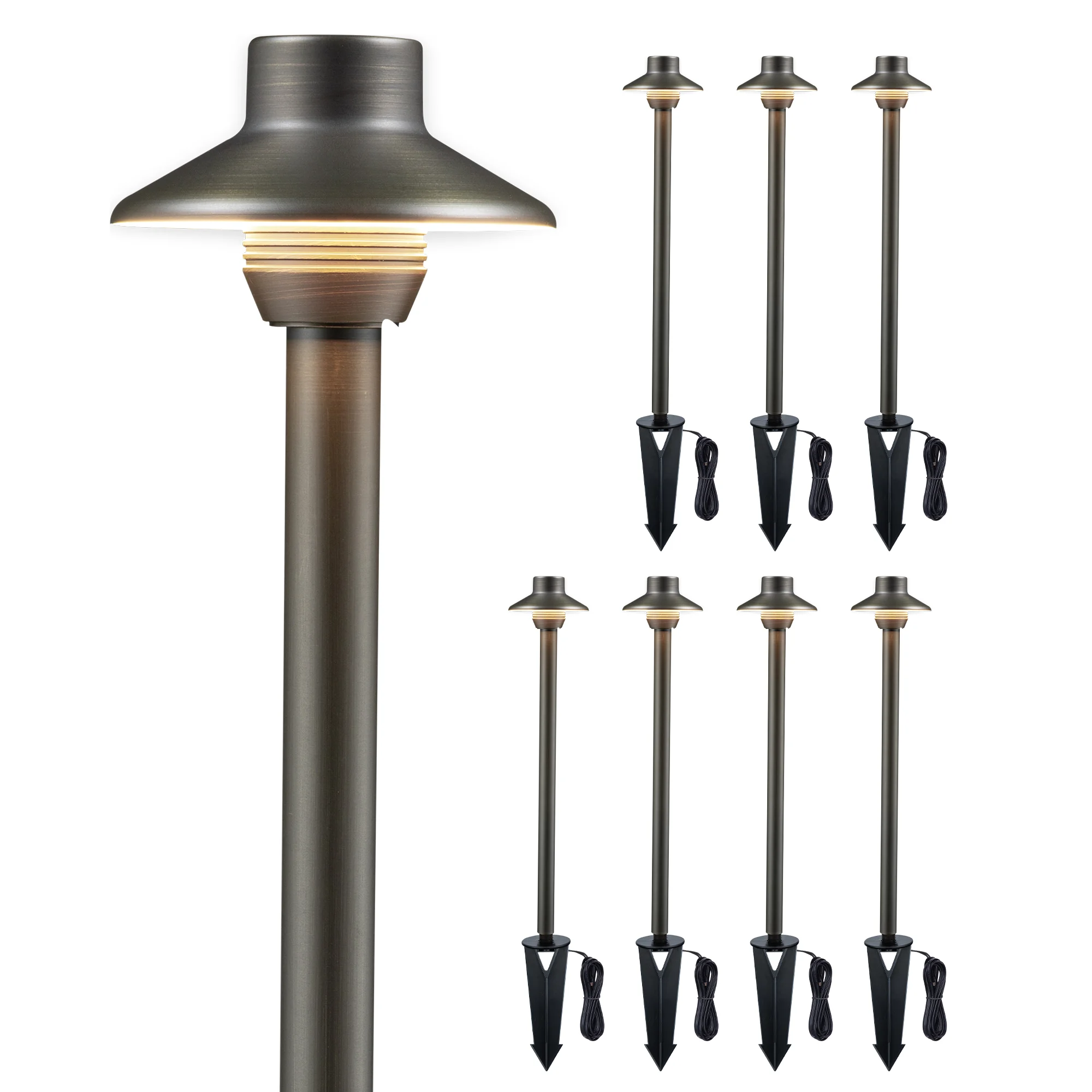Gardenreet Brass Low Voltage Pathway Lights, 12V Outdoor LED Landscape Path Lights(Mini) for Walkway Driveway Garden Yard Without G4 Bulb(8 Pack)