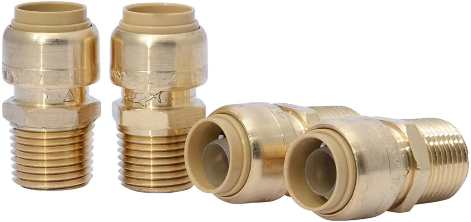 SharkBite 1/2 Inch MNPT Adapter, Push to Connect Brass Fitting, Pack of 4, PEX Pipe, Copper, CPVC, PE-RT, HDPE, U120LFA4