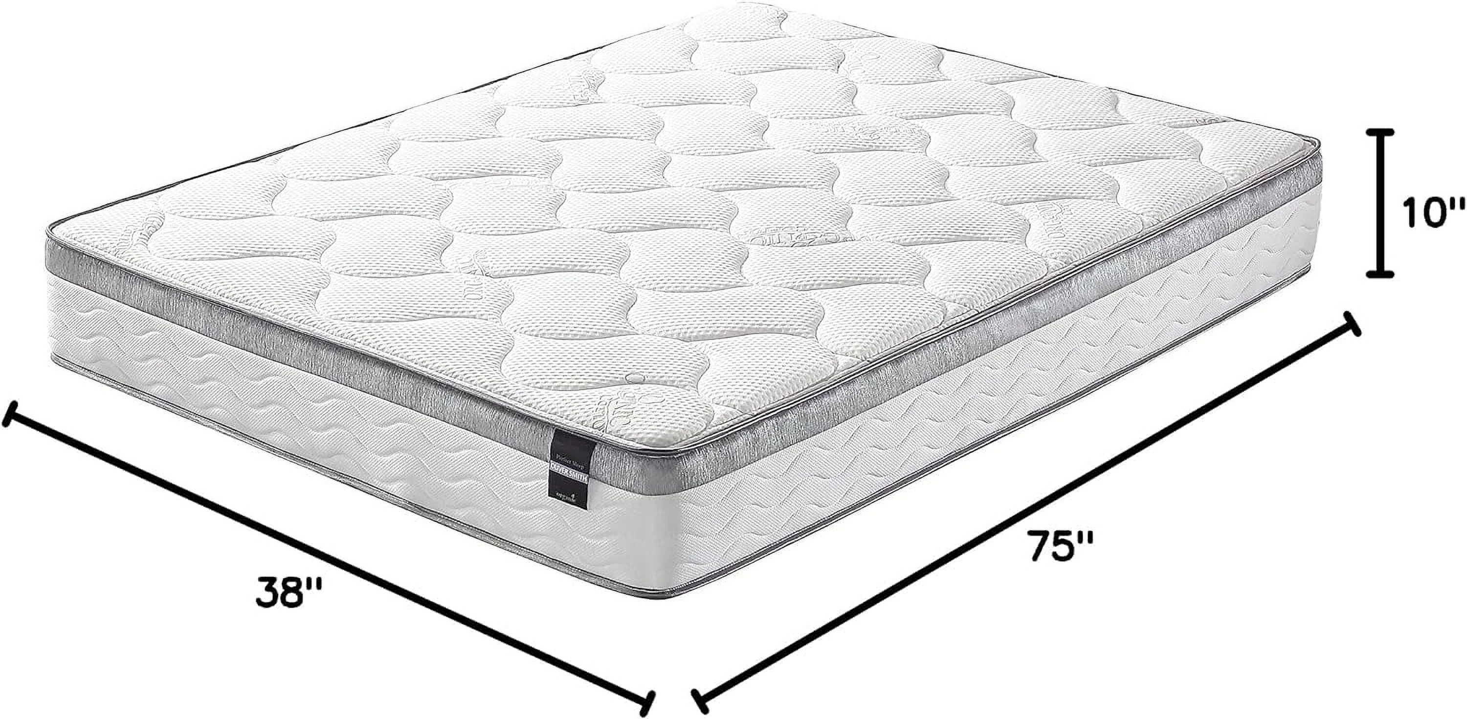 Twin Size Mattress - 10 Inch Cool Memory Foam & Spring Hybrid Mattress - Euro Top - Medium Firm - Oliver & Smith