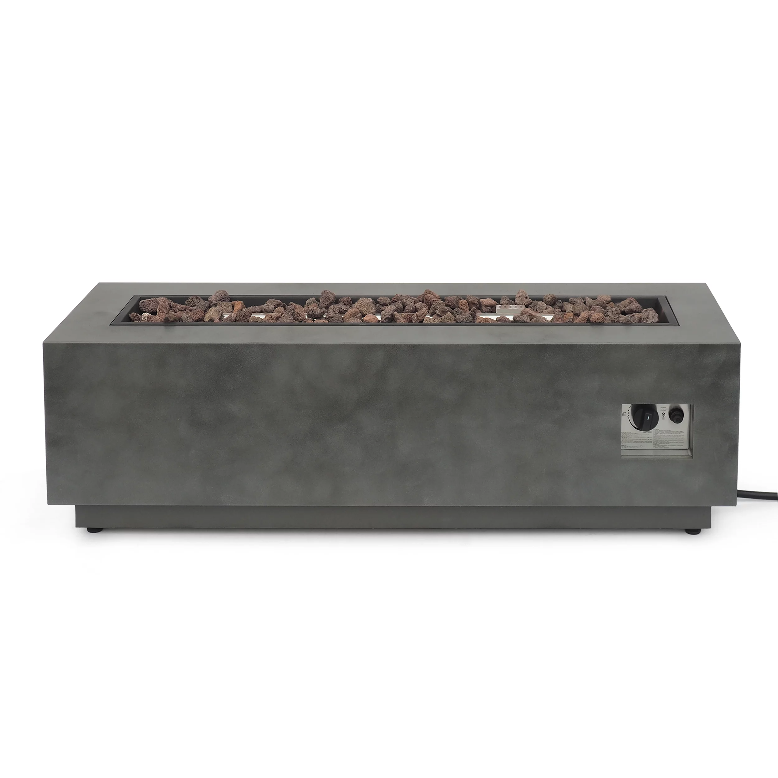 Noble House Wellington Rectangular Fire Pit with Tank Holder in Concrete