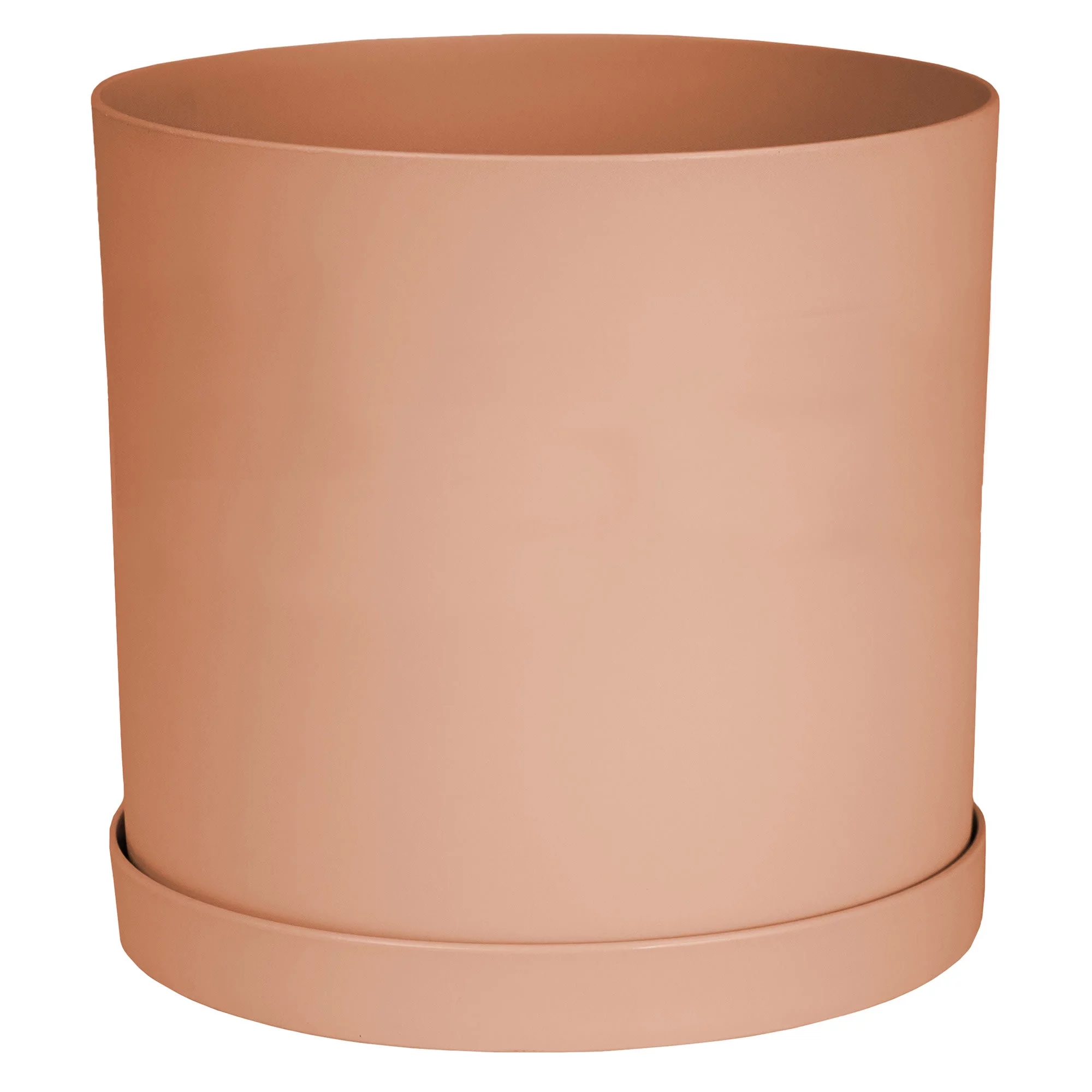 Bloem 12-in Mathers Round Resin Planter with Saucer - Muted Terra Cotta Color