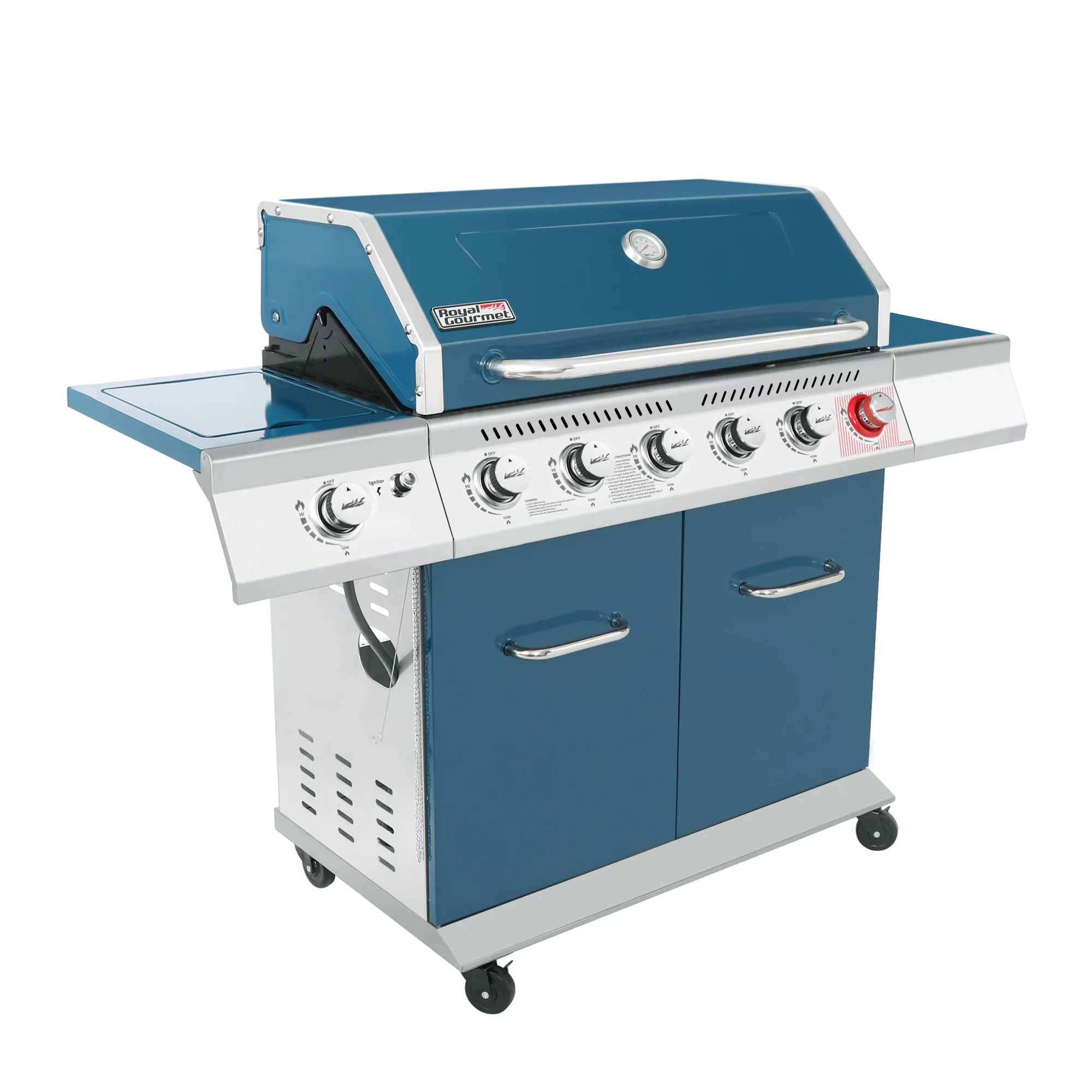 Royal Gourmet GA6402B 6-Burner BBQ Gas Grill with Sear Burner and Side Burner, 74,000 BTU