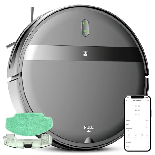 Robot Vacuum and Mop Combo, 2-in-1 Robotic Vacuum Cleaner with Tangle-Free Suction, WiFi/Alexa/App Control, Auto Recharge, Ultra-Slim Quiet Design for Pet Hair, Hard Floors & Low-Pile Carpets