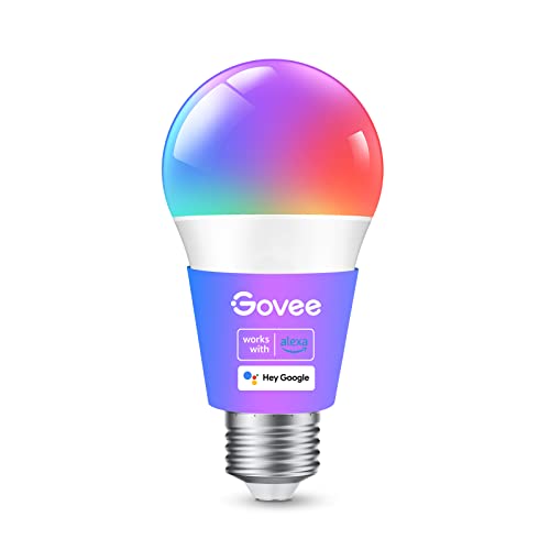 Govee Smart Light Bulbs, Color Changing Light Bulb, Work with Alexa and Google Assistant, 16 Million Colors RGBWW, WiFi & Bluetooth LED Light Bulbs, Music Sync, A19, 800 Lumens, 4 Pack