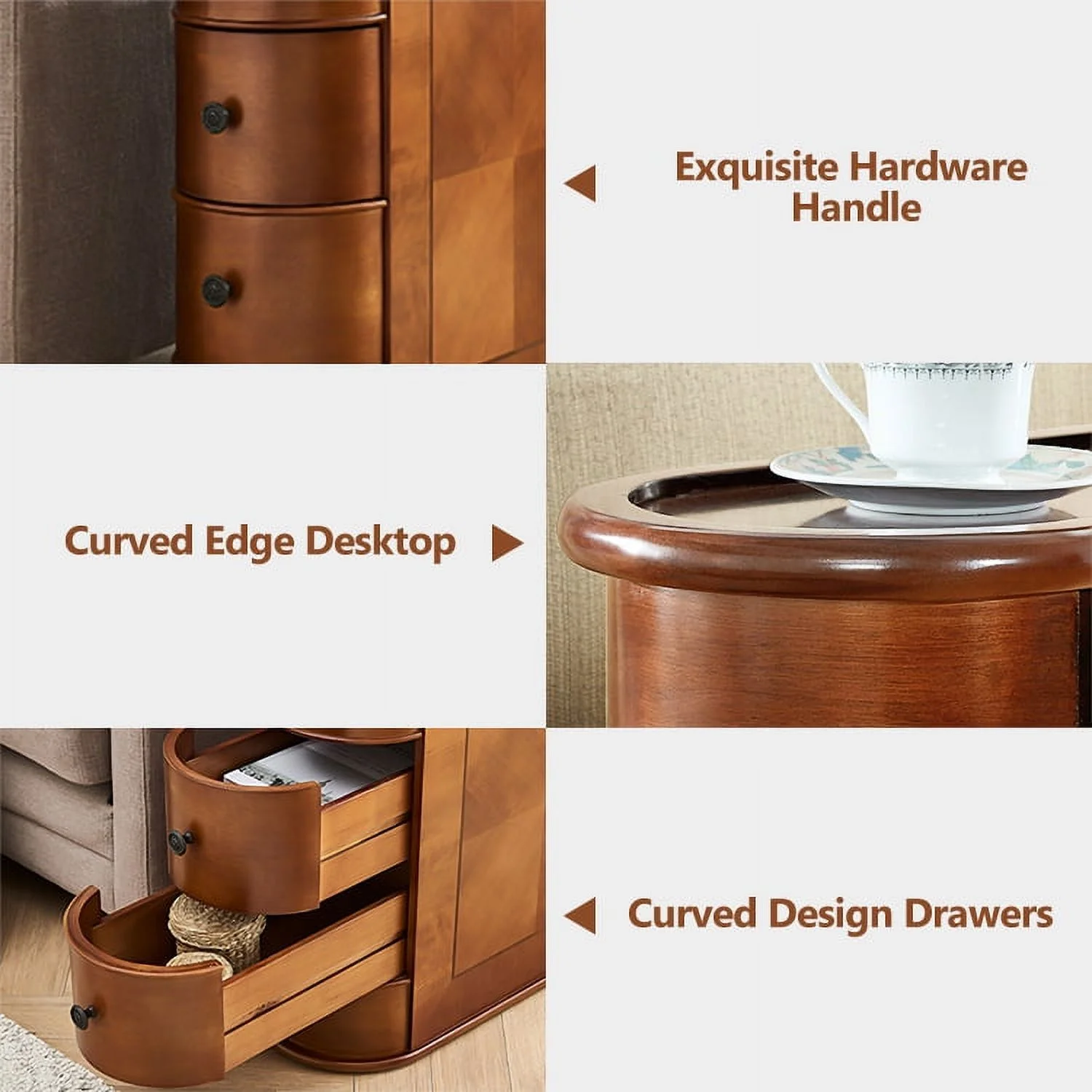 Tribesigns 2-Drawer Solid End Table, 23.6