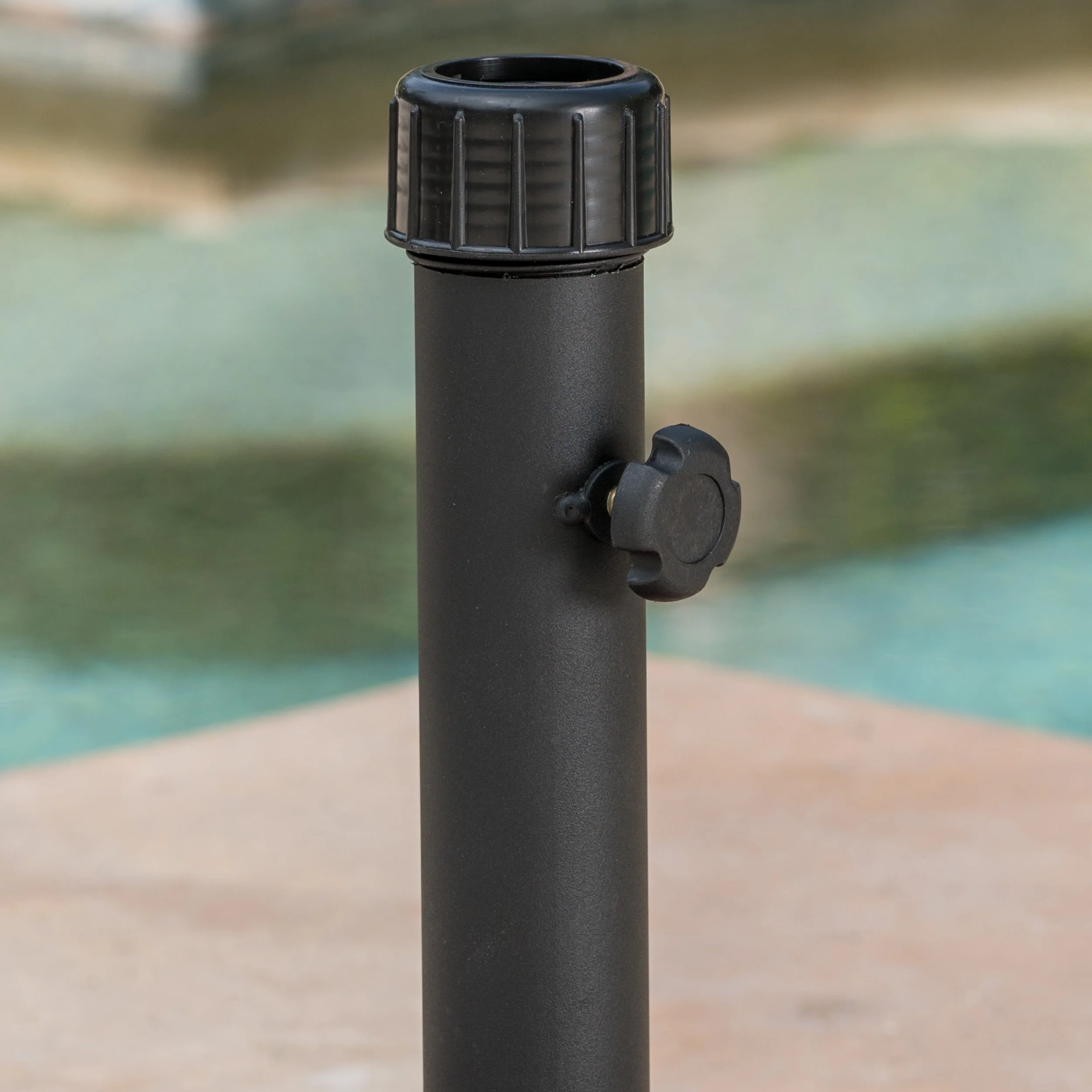 Cassius 80lbs Concrete Steel Square Umbrella Base with Wheels, Black