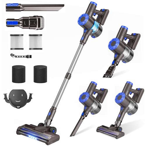 Cordless Vacuum Cleaner, Super Power Suction Stick Vacuum Cleaners with 2200 mAh Battery,8-in-1 Lightweight Self-Standing, 35 Mins Runtime for Home Low-Pile Carpet Pet Hair