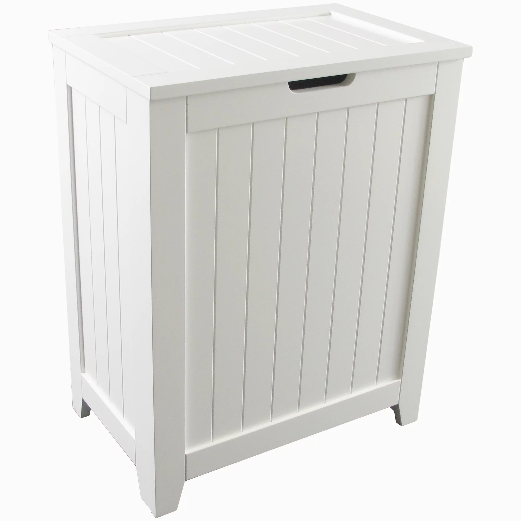 Redmon Contemporary Country Collection Laundry Hamper, White