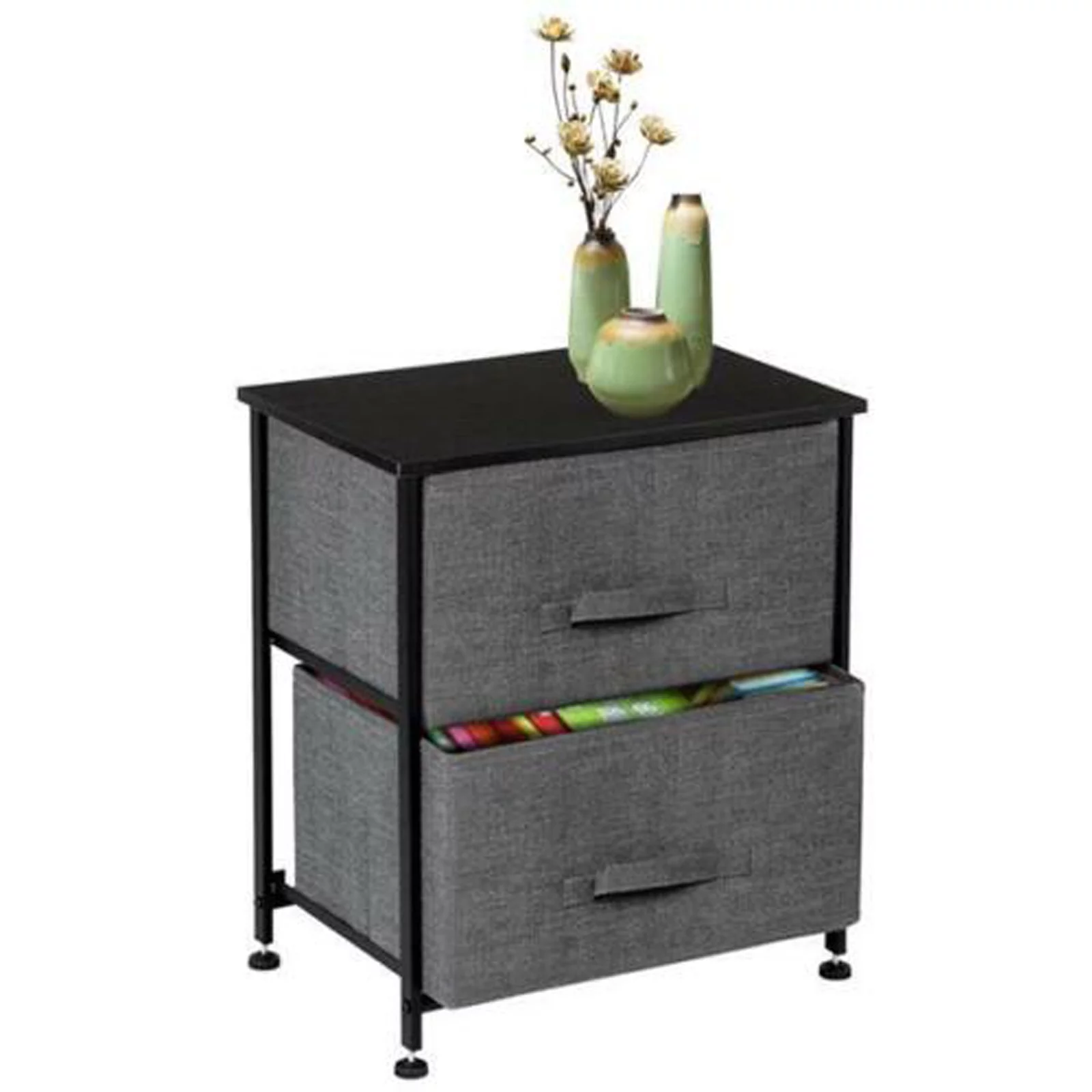 Hengu 2 Drawer Dresser, Fabric Drawers Closet Shelves for Bedroom, Closets, Living Room, Hallway, Gray