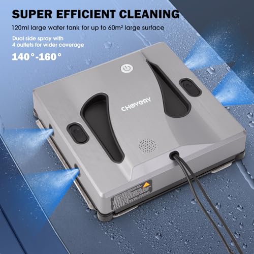 CL4 Window Cleaner Robot with 4 Spray Nozzles 6000Pa Window Cleaning Washer Robot with 5.0 Al Intelligent Navigation 65dB Low Noise Glass Cleaning Robot for Framed/Frameless Surface