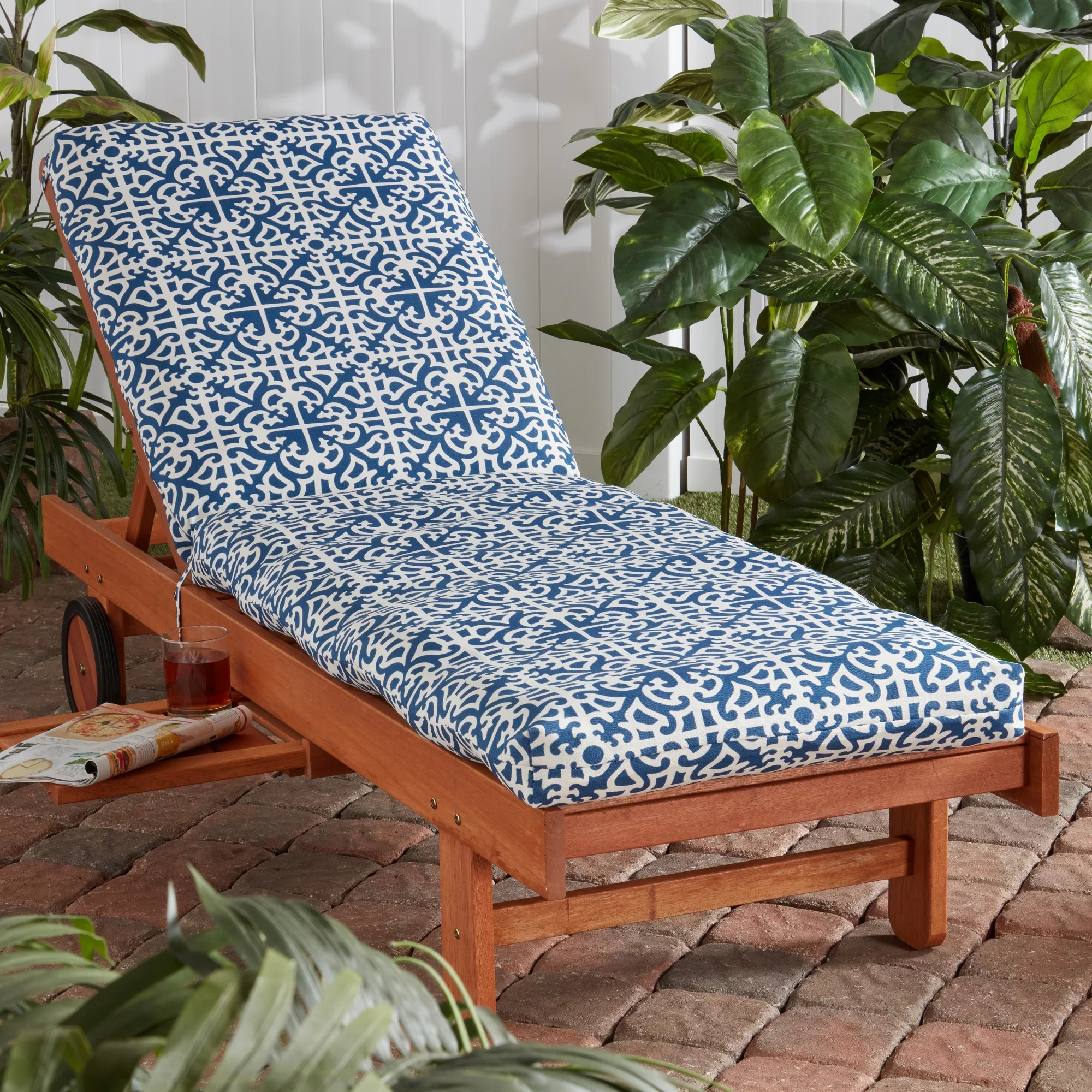 Greendale Home Fashions 73'' x 23'' Indigo Outdoor Chaise Cushion