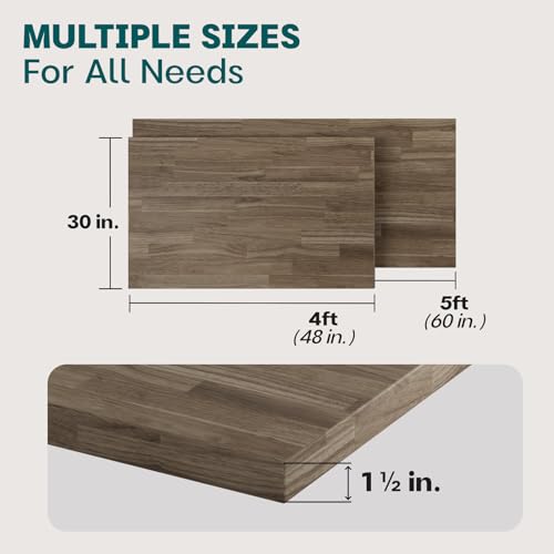 Bme Hevea Solid Wood Butcher Block Countertop in Walnut, Walnut Butcher Block Table Top with UV Finish for DIY Washer Dryer/Island/Kitchen Countertop, 3ft L x 25