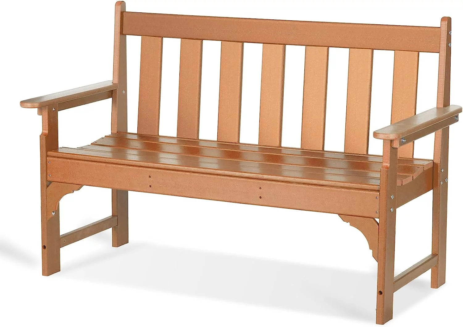 NALONE Outdoor Bench, HDPE All Weather Patio Bench Load up to 800 Lbs, 2-Person Garden Bench Rot-Proof Fade Proof for Patio, Porch, and Park(Teak)