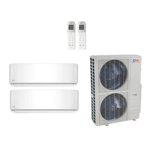 Cooper & Hunter 18,000 Btu 22 Seer 2-Zone Ductless Mini Split Heat Pump System - 9k-9k - CH28MSPH230VO - (2) CH-09MSPHWM-230VI