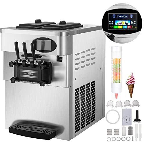 VEVOR Commercial Soft Ice Cream Machine 3 Flavors for Restaurants Snack Bar
