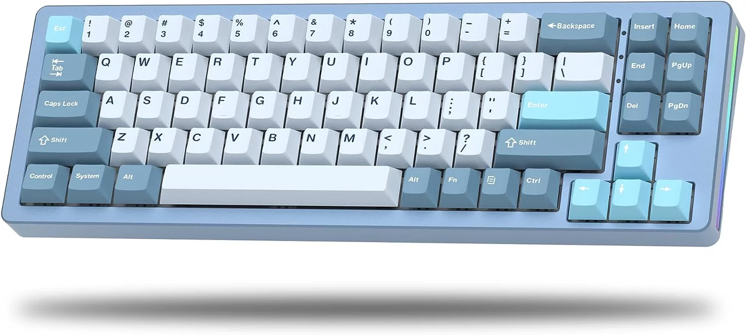 Womier S-K71 75% Keyboard, Wireless Mechanical Keyboard CNC Aluminum Alloy Shell, Hot-swappable RGB Keyboard w/Pre-lubed Switches, Bluetooth/2.4G/Wired, Gasket Mounted for Mac/Win(Blue)
