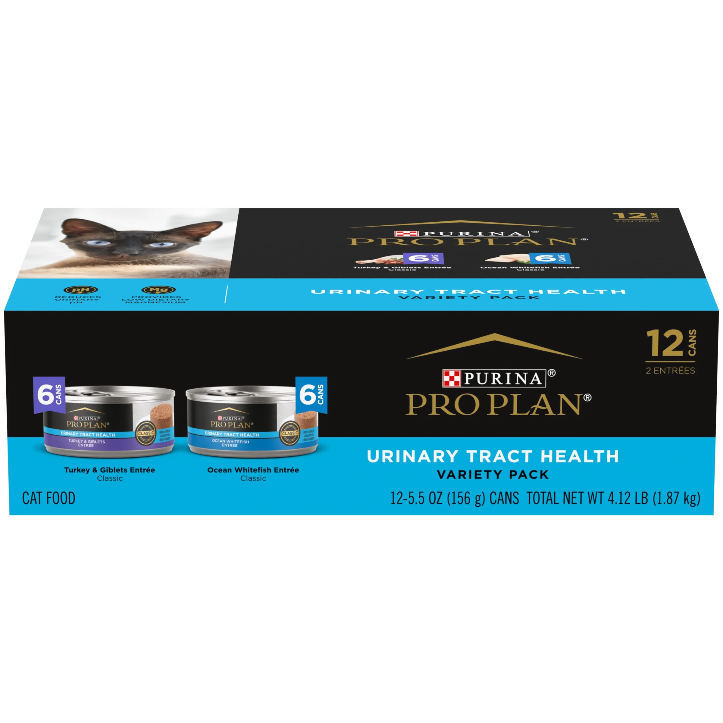 Purina Pro Plan Urinary Tract Cat Food, Wet Cat Food Variety Pack, Turkey and Ocean Whitefish Entrees, 5.5 oz. Can